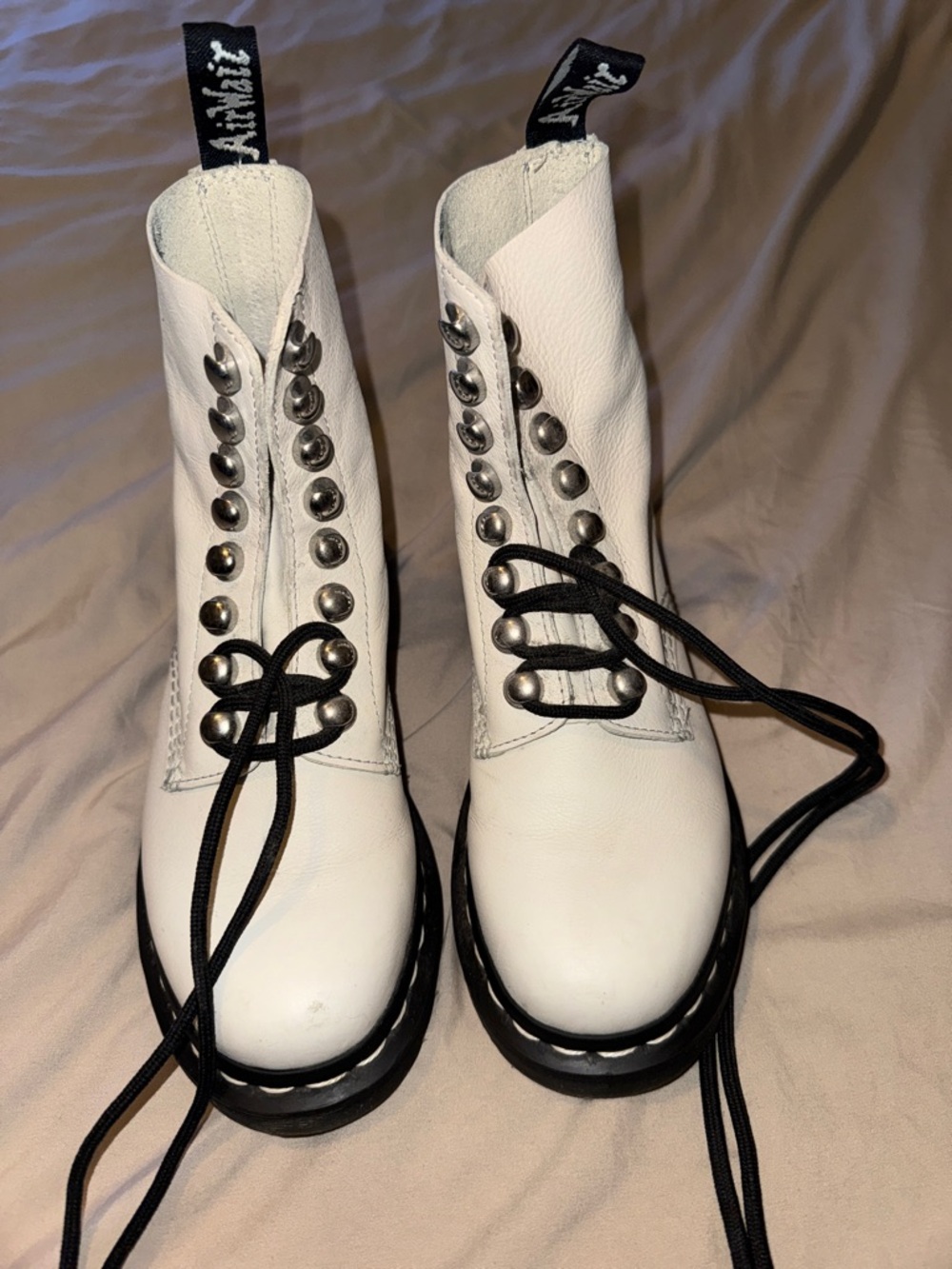 Dr. Martens Bone Lace-Up Combat Boots with Black Laces